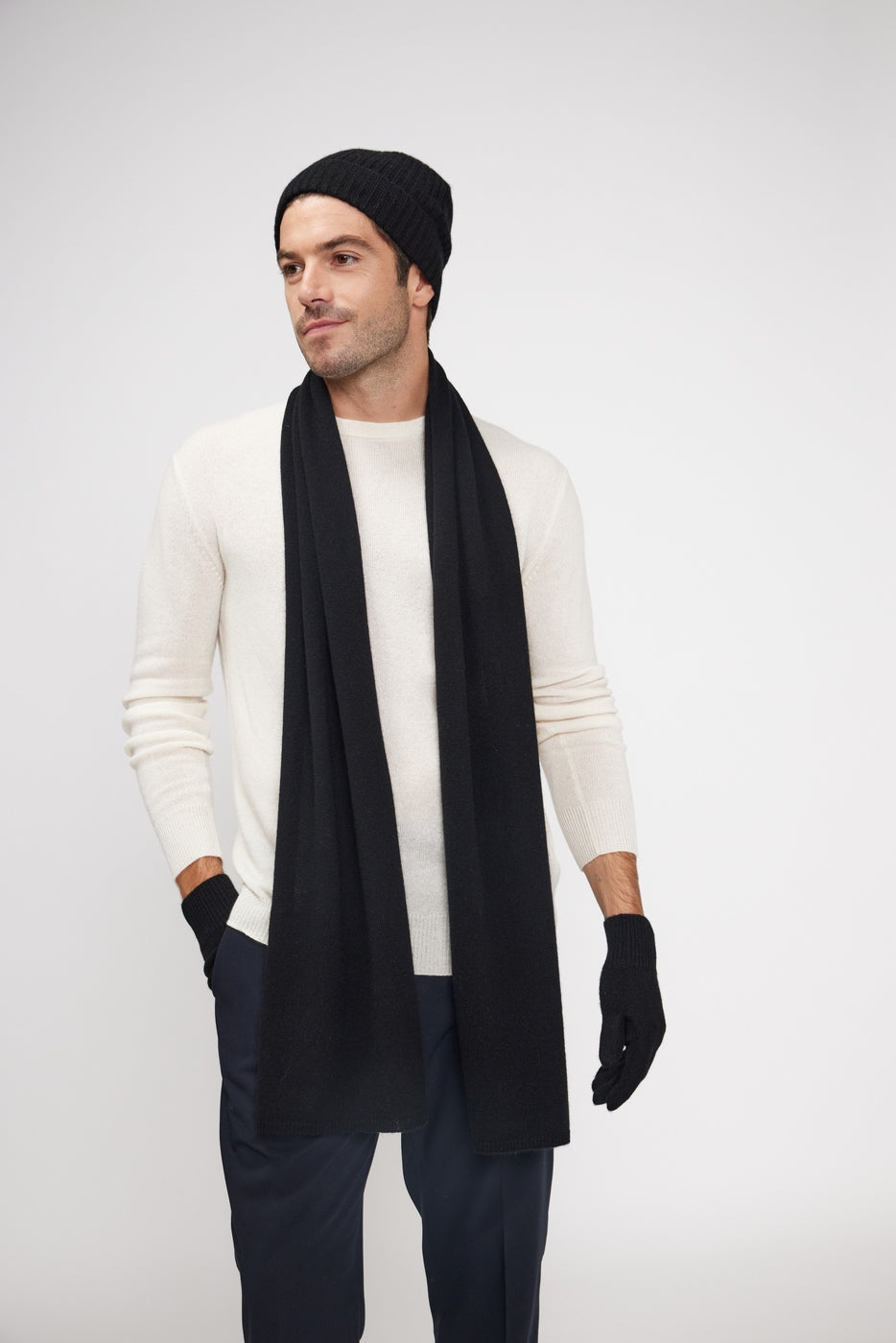 Stola-Tørklæde i Kashmir - Sort - Unisex