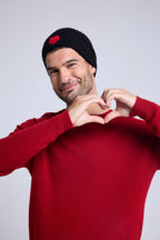 Gorro unisex con corazón - Negro Rojo - Unisex
