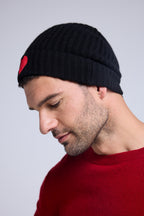 Gorro unisex con corazón - Negro Rojo - Unisex