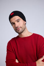 Gorro unisex con corazón - Negro Rojo - Unisex