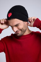 Gorro unisex con corazón - Negro Rojo - Unisex