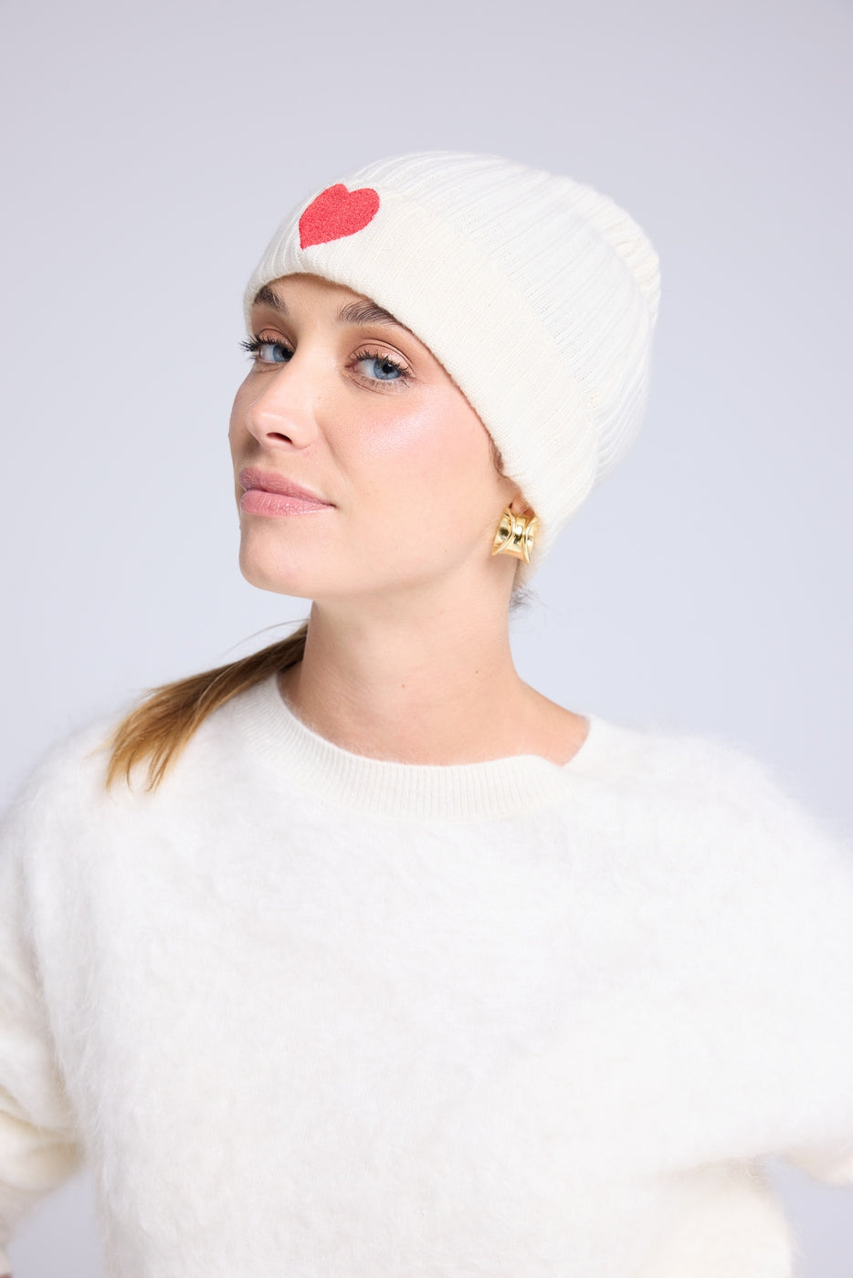 Berretto Unisex Cuore - Bianco Rosso