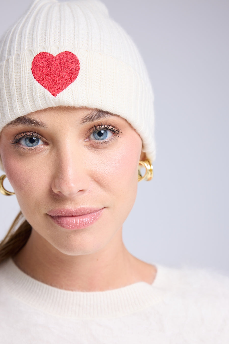 Berretto Unisex Cuore - Bianco Rosso