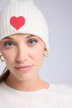 Berretto Unisex Cuore - Bianco Rosso