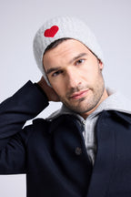 Gorro Unisex Cœur - Gris Claro Rojo