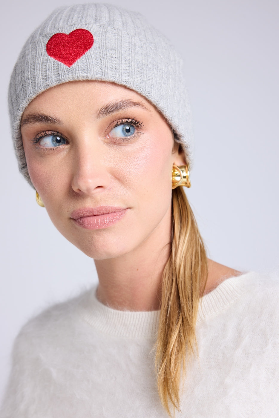 Gorro Unisex Cœur - Gris Claro Rojo