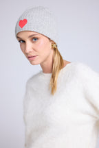 Gorro Unisex Cœur - Gris Claro Rojo