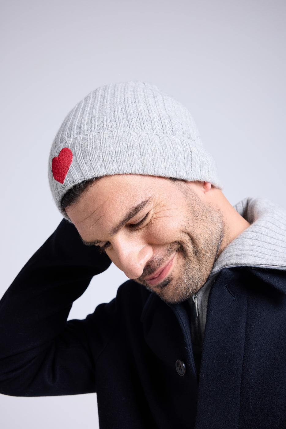 Gorro Unisex Cœur - Gris Claro Rojo