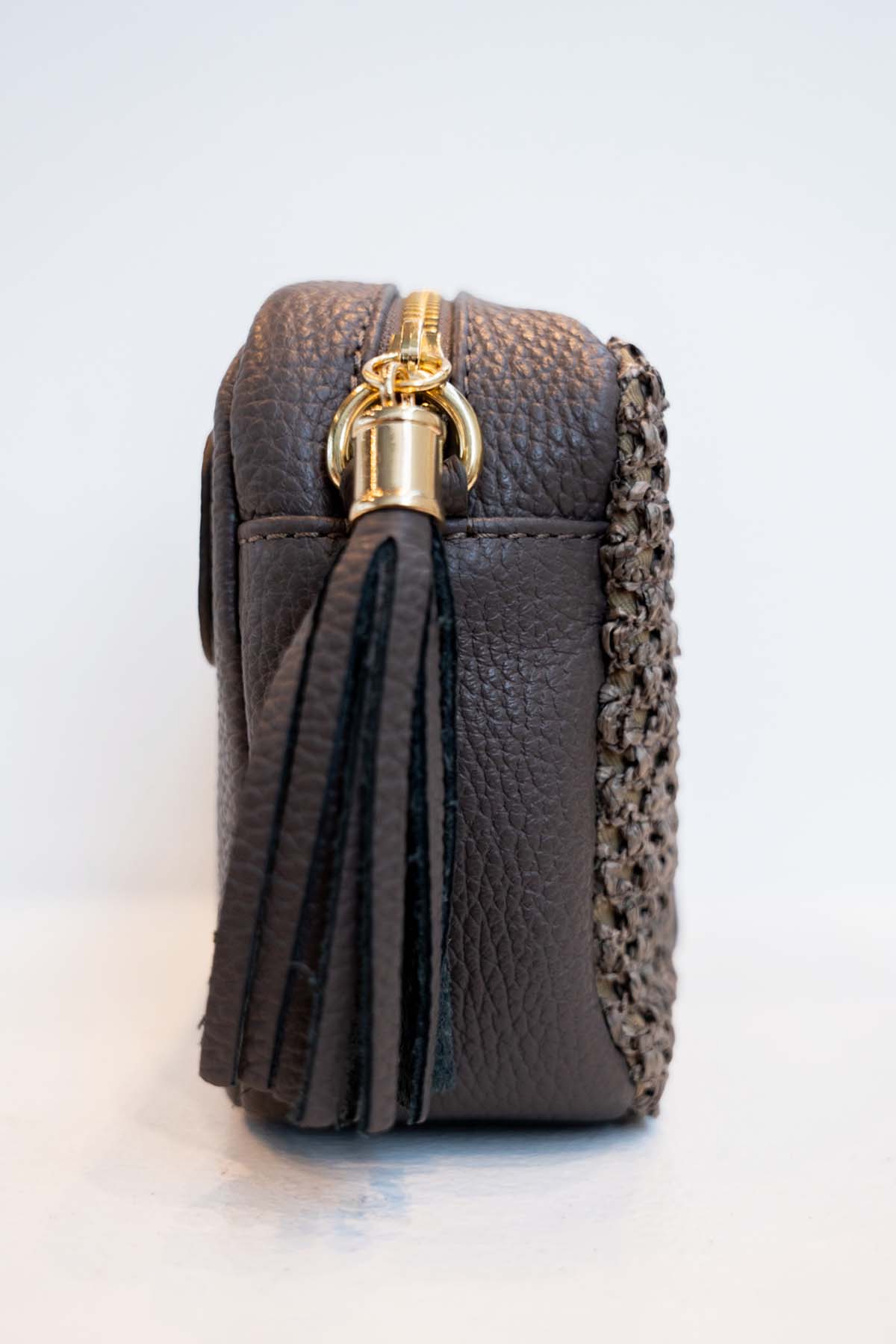 Gaby Straw Shoulder Bag - Dark Gray