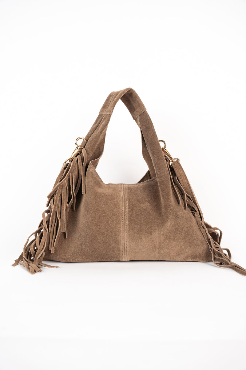 Sac Porté-Épaule Eira Fringes - Taupe