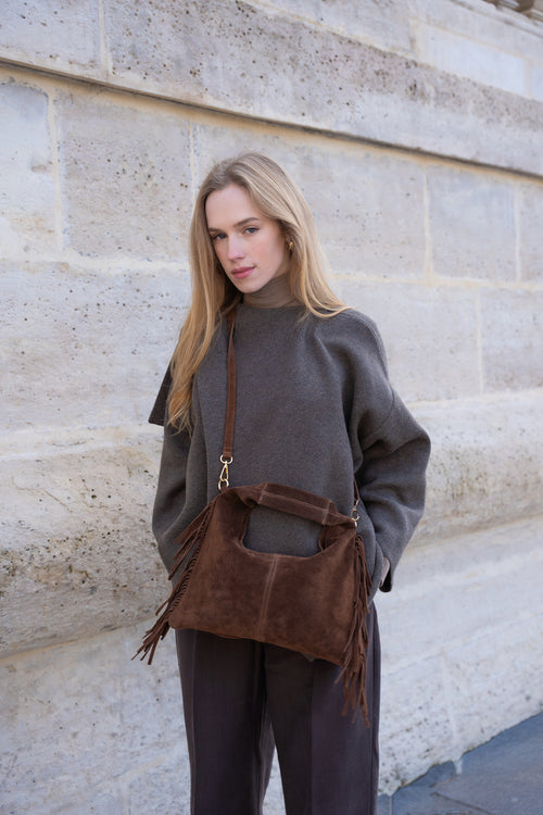 Sac Porté-Épaule Eira Fringes - Marron