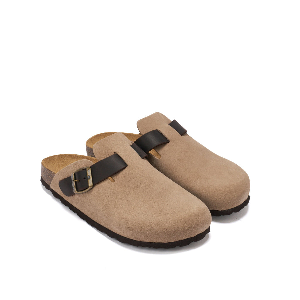 Noe Suede Taupe Clogs - Women