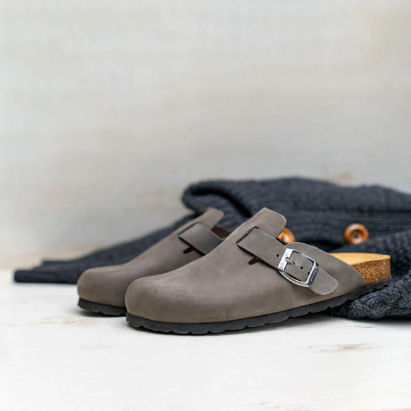 Noe Nubuck Gray Clogs - Women