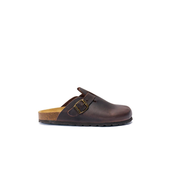 Noe Oiled Leather Dark Brown Clogs - Women's