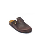 Noe Oiled Leather Dark Brown Clogs - Women