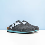 Zuecos Noe Negro Gris & Azul Claro - Mujer