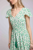 Robe Longue Manches Courtes - Vert