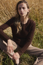 Pull Col Rond Torsades Milena - Marron - Femme