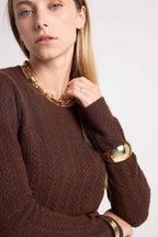 Pull Col Rond Torsades Milena - Marron - Femme