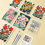 Mini Paint By Numbers 15X20Cm (6 Pieces) - Colourful Floral Patterns