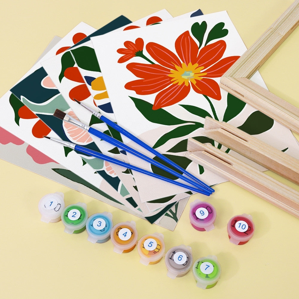 Mini Paint By Numbers 15X20Cm (6 Pieces) - Colourful Floral Patterns