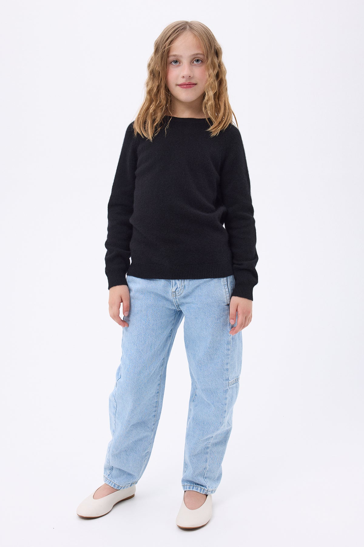 Kinder-Rundhalspullover Mini – Schwarz – Kinder