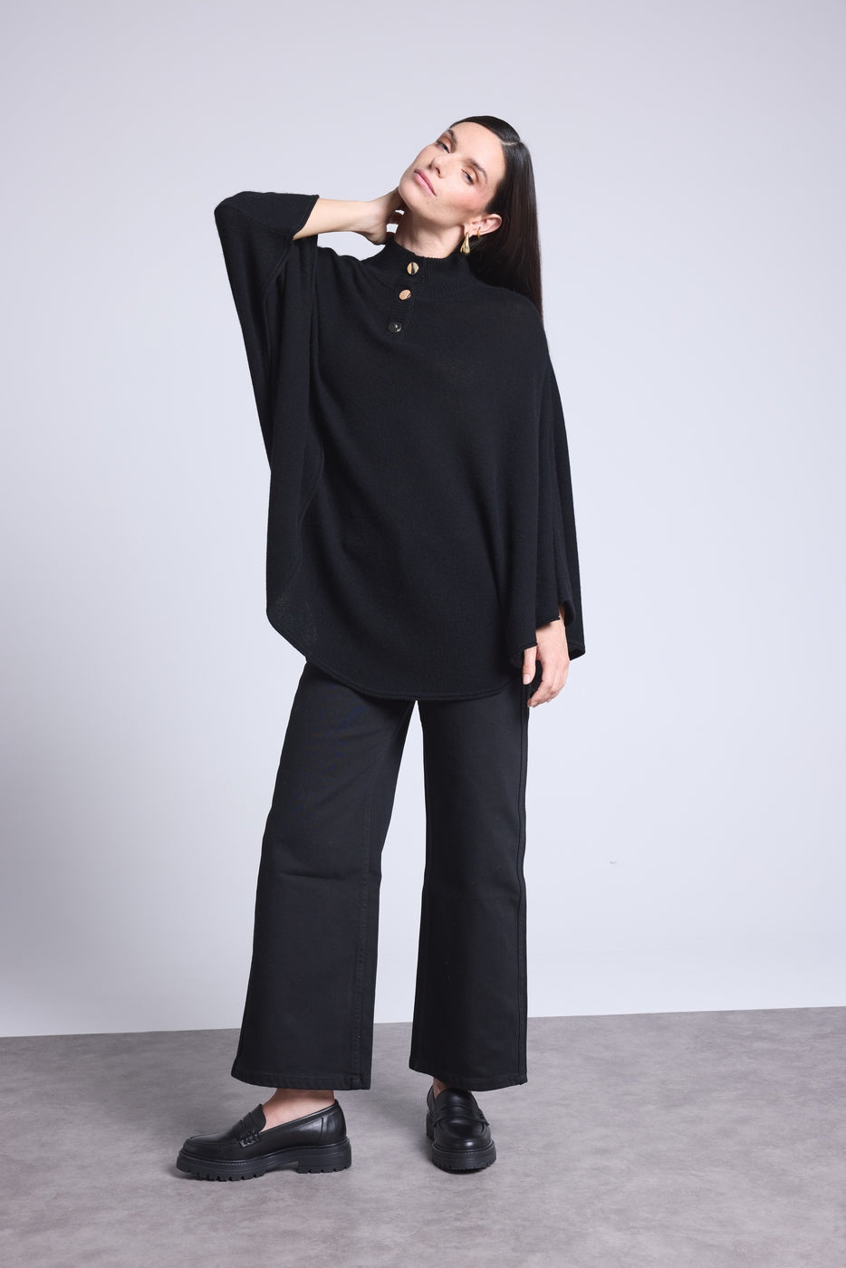 Poncho Boutons Dores Miranda - Noir - Femme - Cachemire Et Laine
