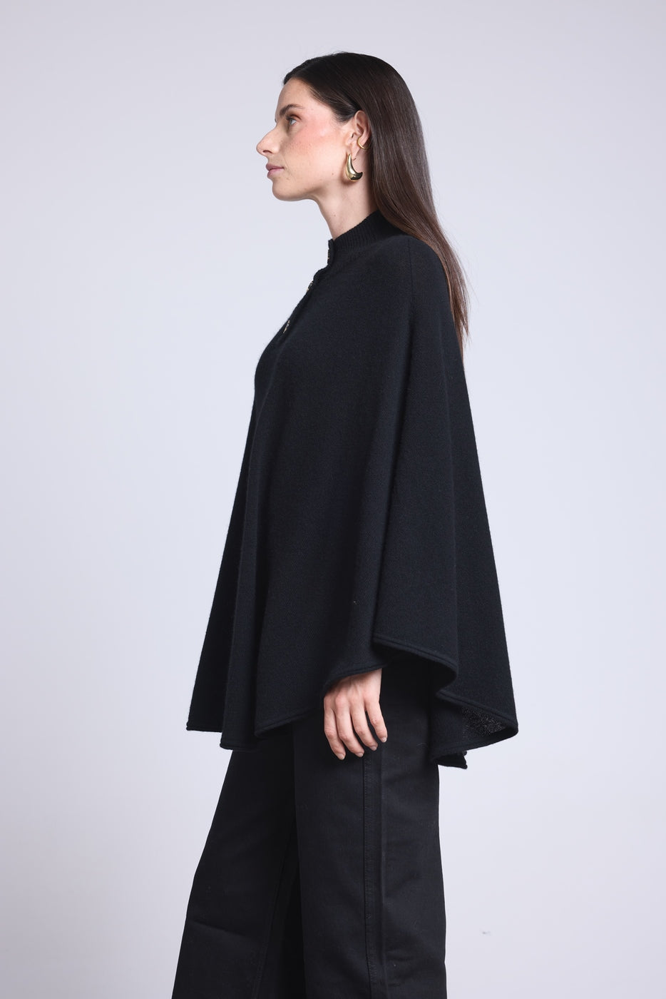 Poncho Boutons Dores Miranda - Noir - Femme - Cachemire Et Laine