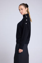 Miranda High-Neck Embellished Jumper - Black - Women