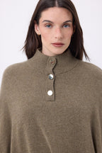 Poncho Capa Botones Dorados Miranda - Caqui Jaspeado - Mujer