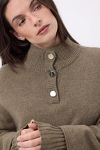 Poncho Capa Botones Dorados Miranda - Caqui Jaspeado - Mujer