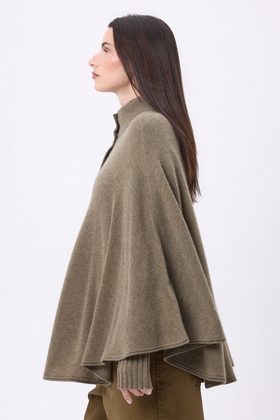 Poncho Capa Botones Dorados Miranda - Caqui Jaspeado - Mujer