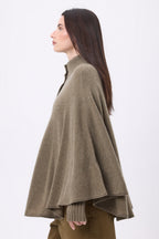 Poncho Capa Botones Dorados Miranda - Caqui Jaspeado - Mujer