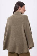 Poncho Capa Botones Dorados Miranda - Caqui Jaspeado - Mujer