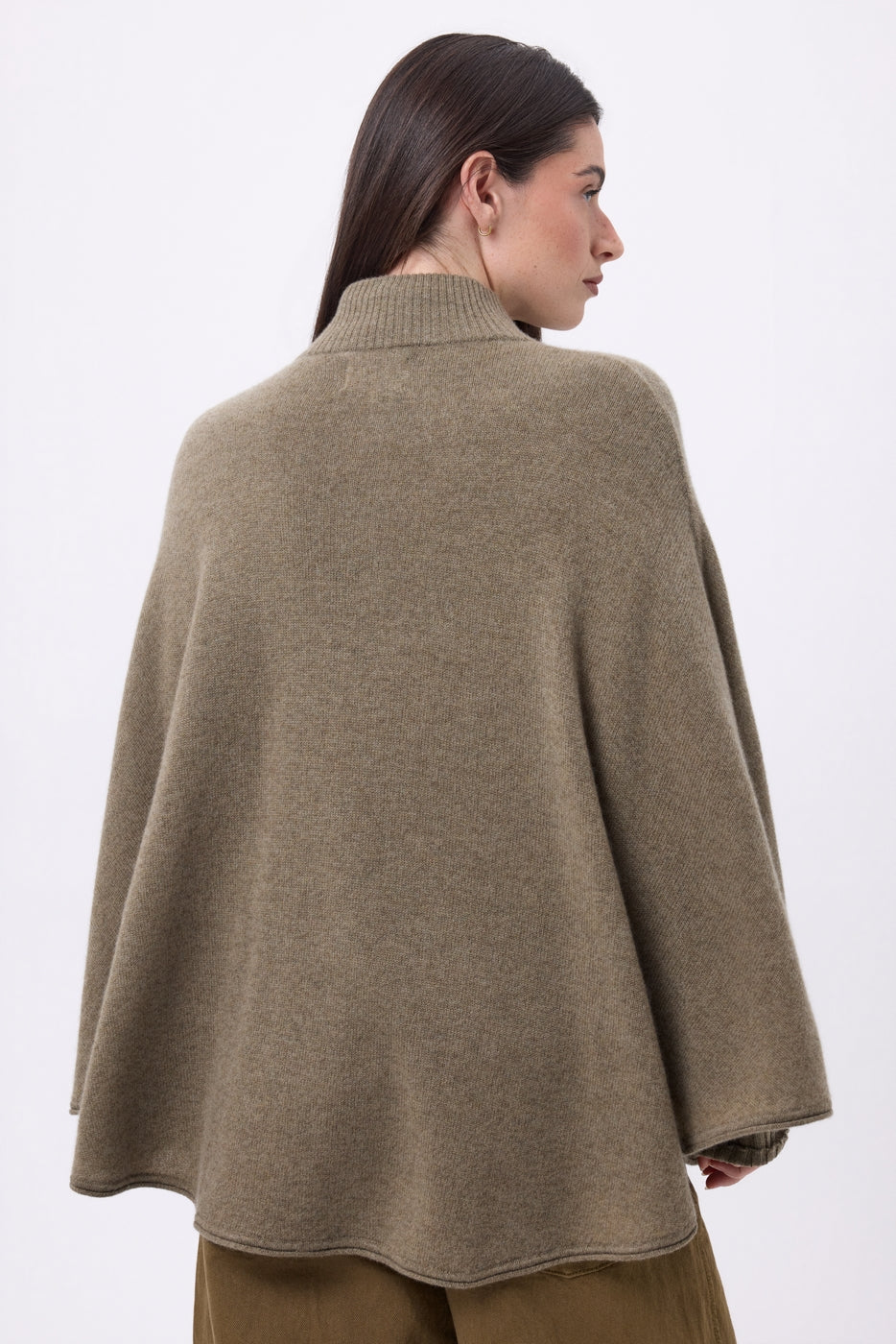 Poncho Capa Botones Dorados Miranda - Caqui Jaspeado - Mujer