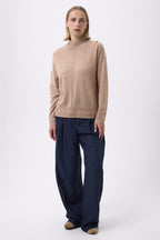 Pull Col Montant A Bijoux Miranda - Beige Crème - Femme