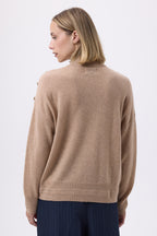Pull Col Montant A Bijoux Miranda - Beige Crème - Femme