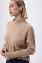 Pull Col Montant A Bijoux Miranda - Beige Crème - Femme
