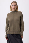 Pullover mit Stehkragen und Schmuckdetails Miranda - Khakigrün - Damen