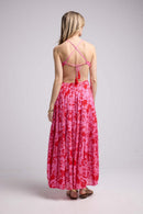 Vestido Largo con Tirantes - Rosa Rojo