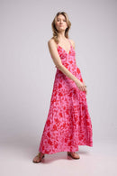 Vestido Largo con Tirantes - Rosa Rojo