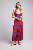 Vestido Largo de Tirantes - Rojo Azul