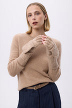 Mitbut Flap Fingerless Gloves - Cream Beige - Unisex
