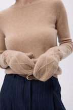 Mitbut Flap Fingerless Gloves - Cream Beige - Unisex