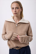 Mitbut Flap Fingerless Gloves - Cream Beige - Unisex