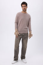 Mitbut Flap Fingerless Gloves - Cream Beige - Unisex