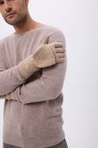 Mitbut Flap Fingerless Gloves - Cream Beige - Unisex