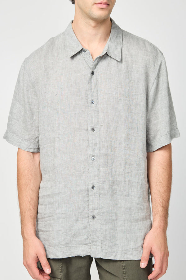 Chemise En Lin À Manches Courtes - Anthracite - Homme