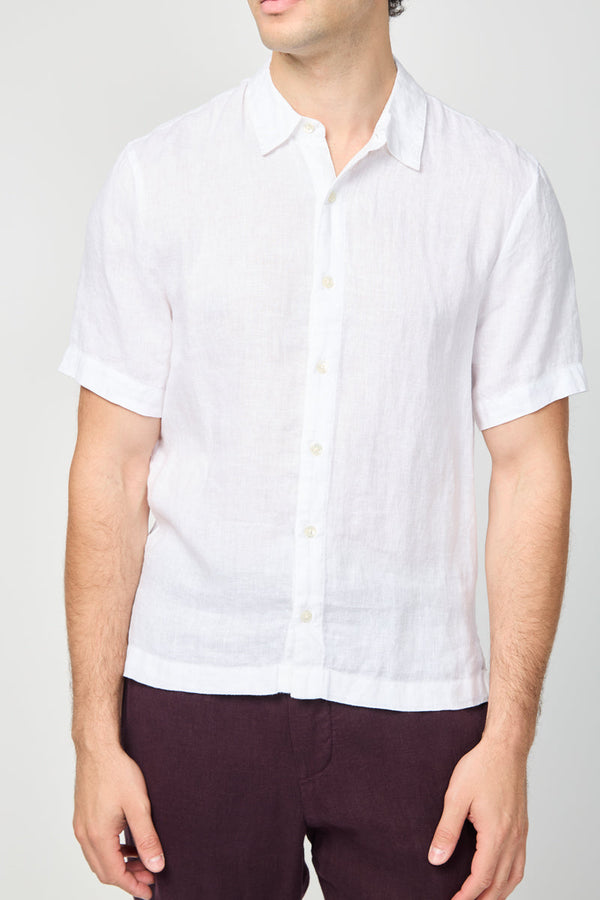 Chemise En Lin À Manches Courtes - Blanc - Homme