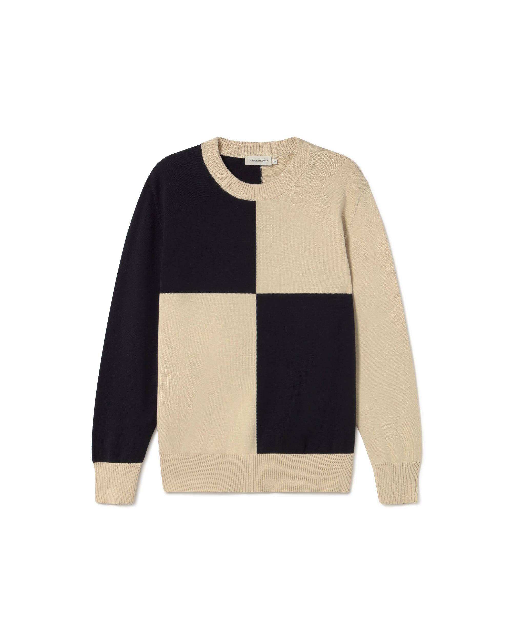 Jersey negro y crudo punto Khem sostenible - silueta 1